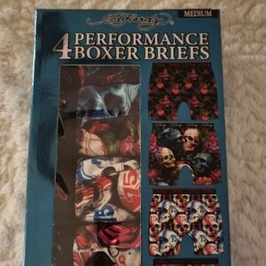 ED HARDY Performance Boxer Briefs 4 Pack Men's Medium Multicolor Tattoo Skull